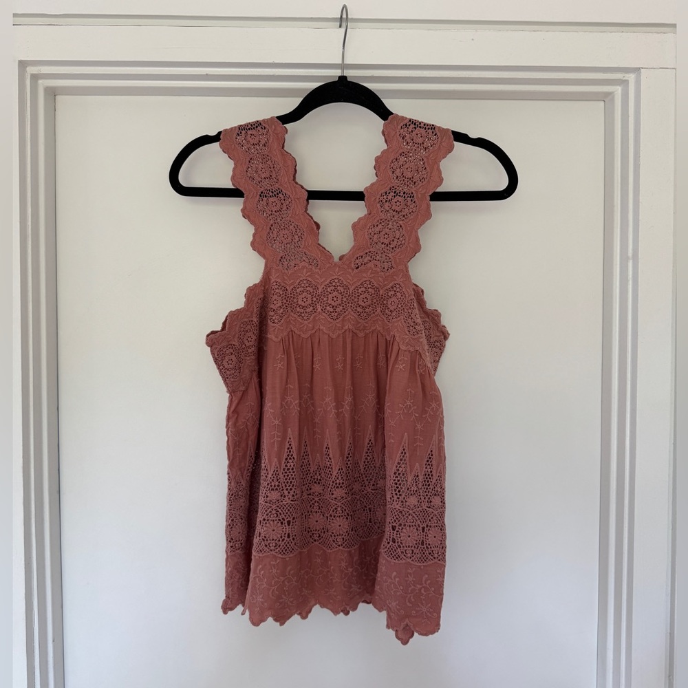 Ulla Johnson Pink Lace Detail Top